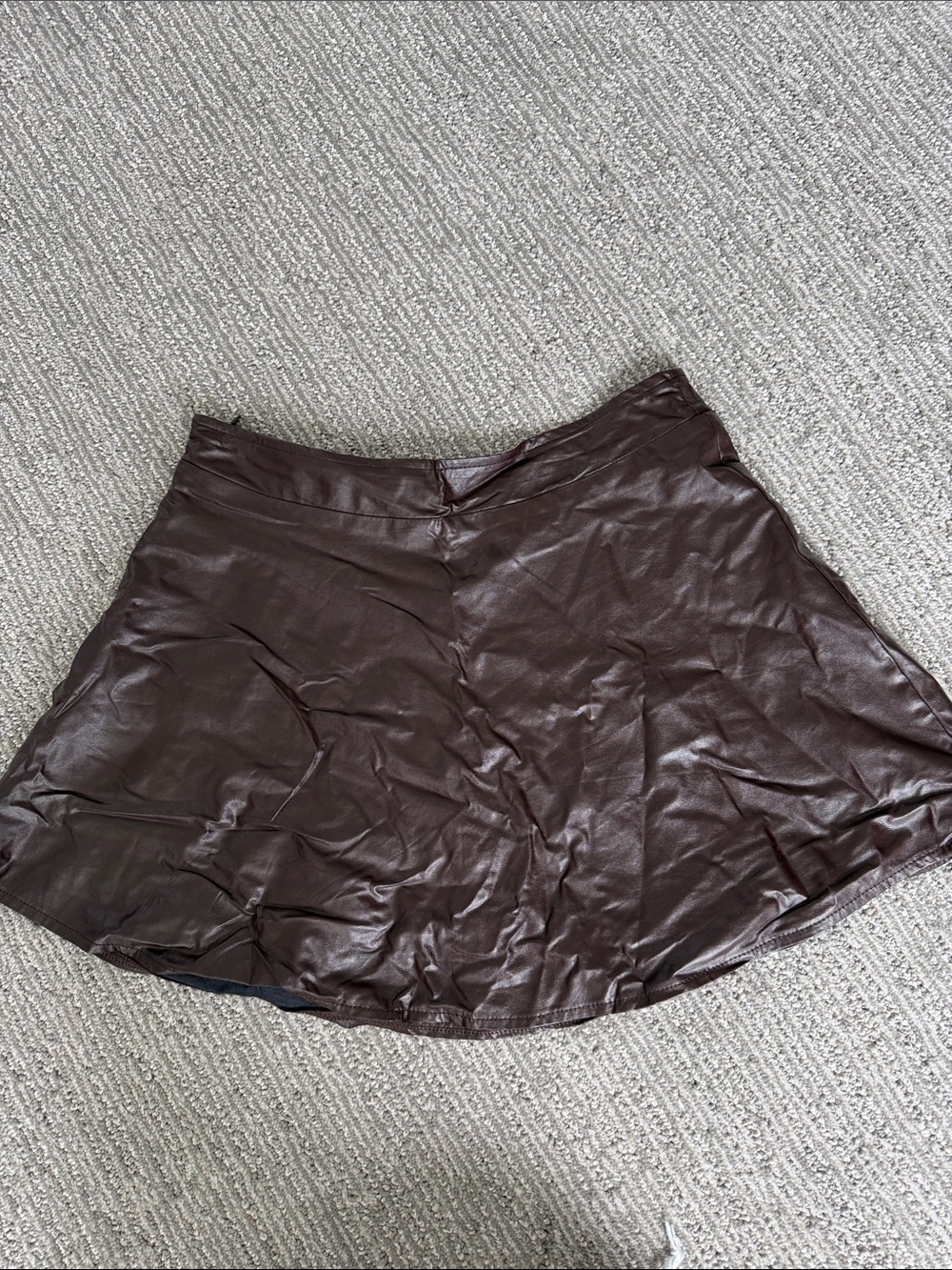 Othr Brown Faux Leather Circle Skater Skirt